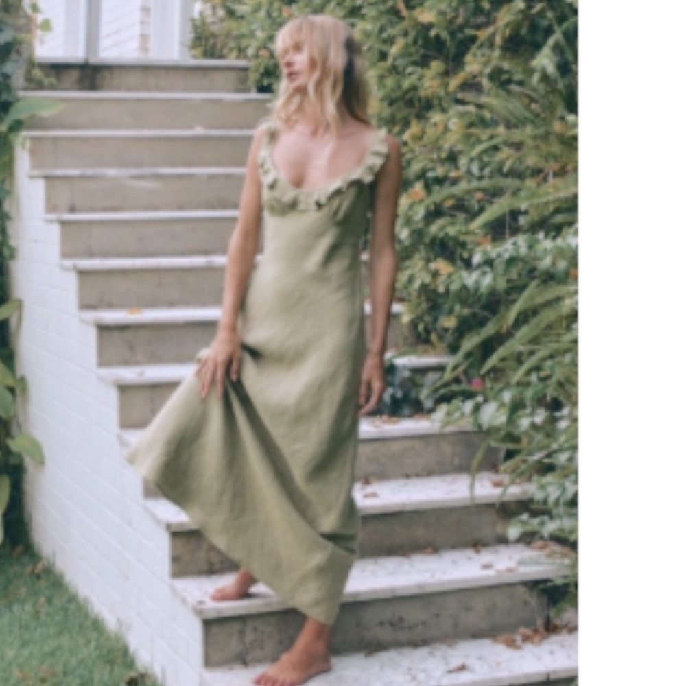 Muted green / khaki linen dress from Australian company VRG